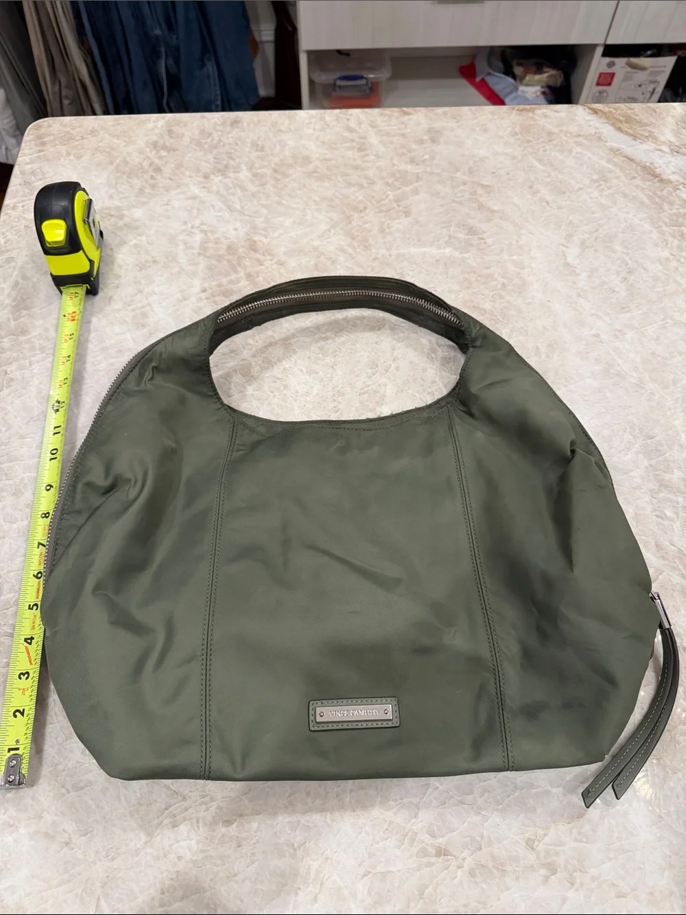 Vince Camuto Olive Green Nylon Hobo Bag